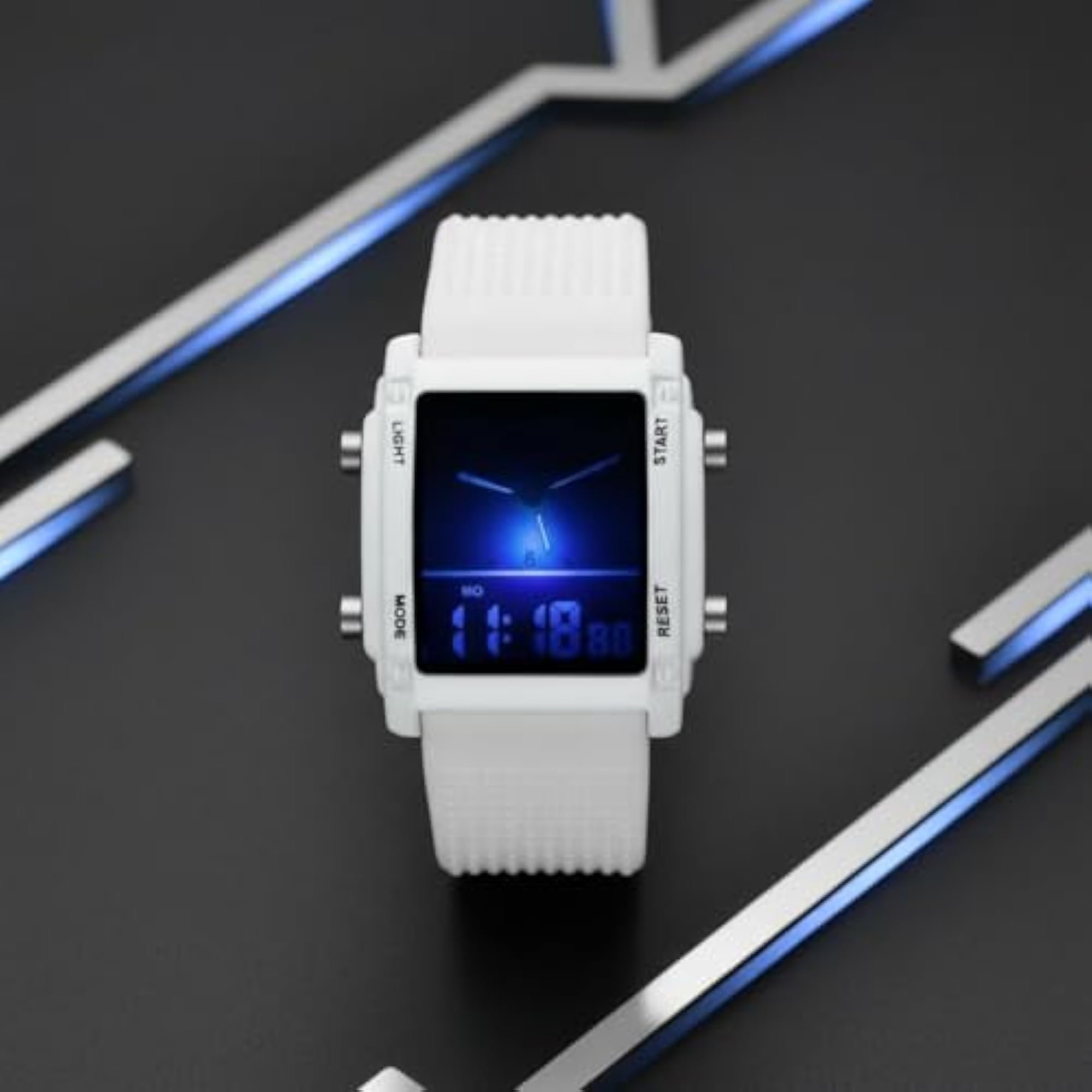 Double Display Fashionable Wristwatch for Teens, Black