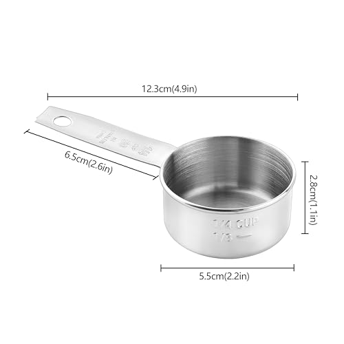 Juego de 2 vasos medidores de acero inoxidable 1/4 taza miniatura 2