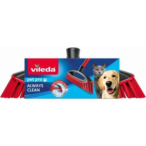 Vileda 159821 - Escoba Multiusos Para Pelo De Animal Y Cabello, Color Rojo Y Negro