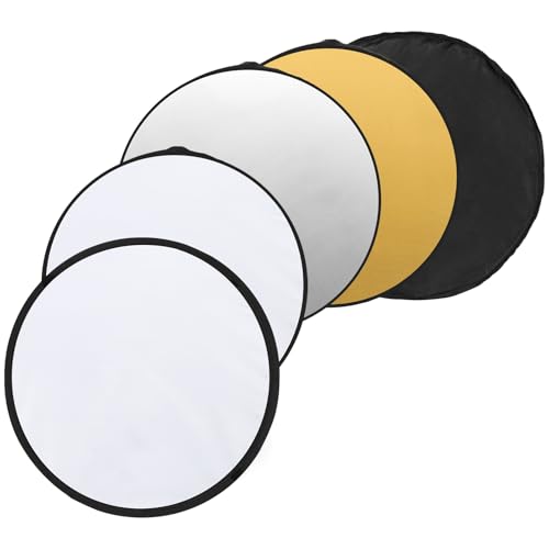 PATIKIL 12/30cm Reflector Photography, 2Pcs 5 in 1 Collapsible Light Reflector with Bag Multi-Disc Light Diffuser for Studio Outdoor, Multicolor