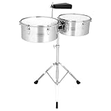 Vasitelan Timbales Instrument 13 Inch & 14 Inch Timbale Drum Set, Drums kit with Outstanding Tone, Classic Finish, Strong Durability and Full Equipment