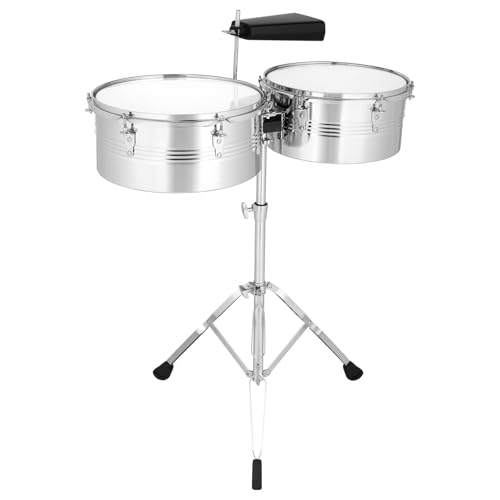 UDeuxff Timbales Instrument 13 Inch & 14 Inch Timbales Drum Set Timbales kit with Outstanding Tone Classic Finish Strong Durability and Full Equipment