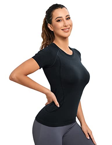 MathCat Workout Shirts for Women, Workout Tops for Women, Yoga Short Sleeve Shirts Soft Seamless Gym Shirts2