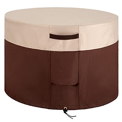 ELEXTYLE Round Fire Pit Cover,44 Inch Waterproof Outdoor Round Firepit Cover,Heavy Duty Patio Fire Pit Table Cover,Anti-Crack,Windproof Outdoor Firepit Cover,44”D X 24”H