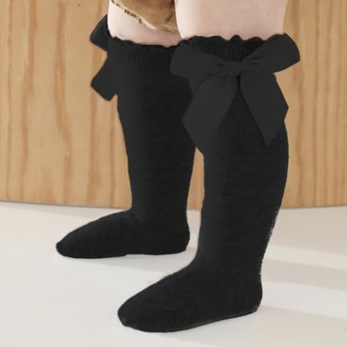 Baby Girl Knee High Socks - Toddler Long Socks with Bow & Ruffles for Infants4