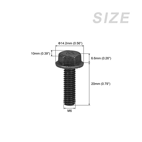 Image of METALLIXITY Flanged Hex Head Bolts (M6x20mm) 40pcs, Hexagon Serrated Flange Bolt Fully Thread Screw - for House Construction Hardware Fasteners