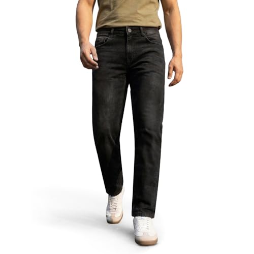 Image of Urbano Fashion Men's Relaxed Fit Washed Denim Jeans Non-Stretchable