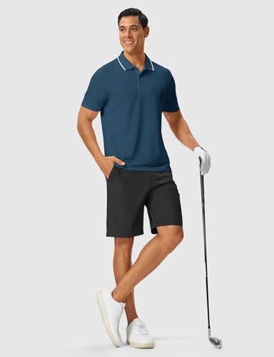 Image of Rdruko Men's Polo Shirts Short Sleeve Quick Dry Outdoor Golf Sports Shirts with Pocket