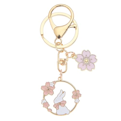 BIRLOZA 1 Uds Conejito Encanto Kawaii Llavero con Conejo Y Flor de Cerezo Coche...