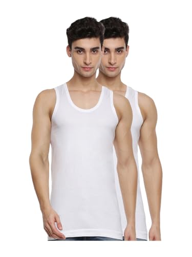 Image of RAMRAJ COTTON Men's Comfort Combed Cotton Sleeveless White Vest /Banian | Scoop Neck Super Breathable Undershirt