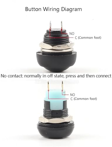 Bouton-poussoir rond momentané 12mm interrupteur électrique bleu - 4