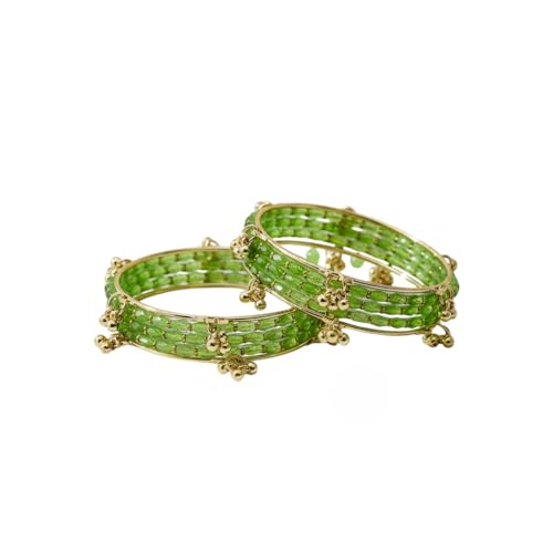 Image of Kashmiri Ghangharoo Glass Bangle Set for Women| Light Weight Bangles | Traditional Transparent Fancy Glass Chudi Set for Wedding, Party|Set Of 16(12 Glass + 4 ghungroo bangles)