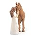 Vofstand Horse Gifts for Girls Women - Girl Embraces Horses Figurine Gifts for Horse Lovers Women Sculpted Hand-Painted Resin Decor Cowgirl Equestrian Gifts Stuff
