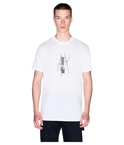 Armani Exchange Men's Center Graphic Logo Tee, Off White, X-Small