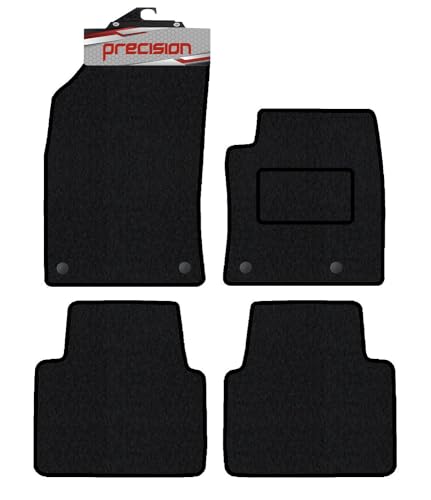 Precision - Tailored Business Class Car Mats - Intended for Vauxhall Crossland X 2017-2022 - 4 Piece Set - Non-Slip Floor Mats - Black Carpet - Sports Check Binding - Fittings Clips - SFP