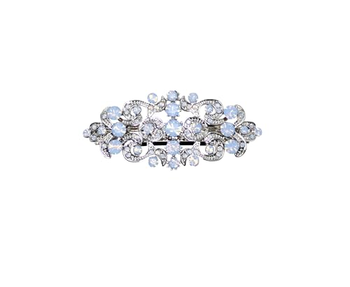 Barrette à cheveux florale en cristal opale et saphir clair