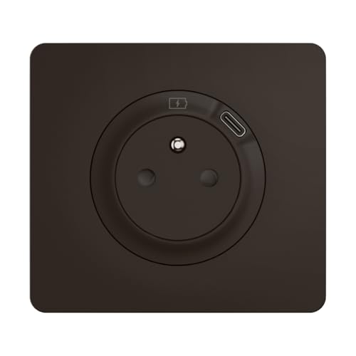 LEGRAND - Prise Electrique Murale avec Terre Céliane Surface avec Prise Chargeur USB 7,5W intégré + Plaque- Prise Affleurante avec Socle Rétractable - Noir