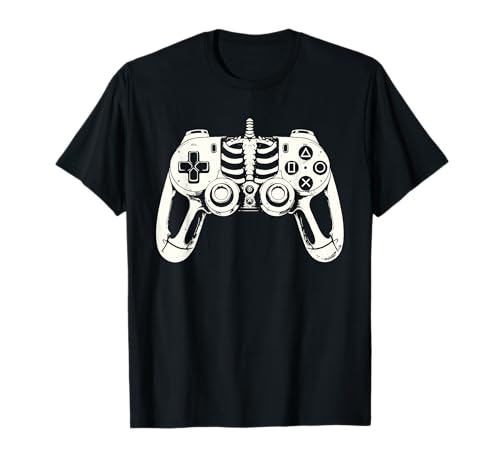 Esqueleto Videojuegos Gaming Gamer Halloween Hombres Niños Niños Camiseta