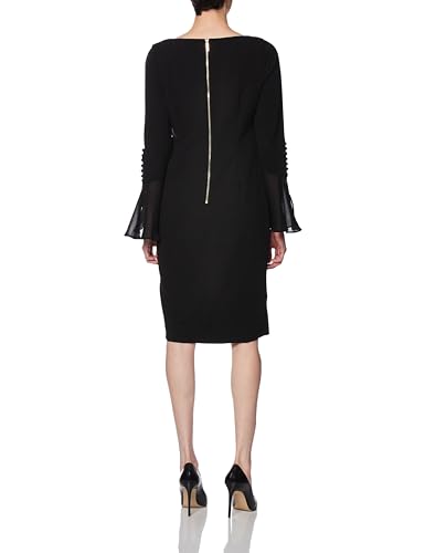 Calvin Klein Women's Chiffon Bell Sleeve Sheath Dress2