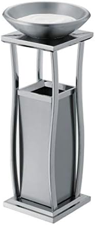 trashcan Metal Outdoor Dustbins with Ashtray Peel Bucket Trash Can Loud Office Environmental Placement Waste Recycling Compost Bins Gallon (Color : Silver, Size : 10.2431.12inch)