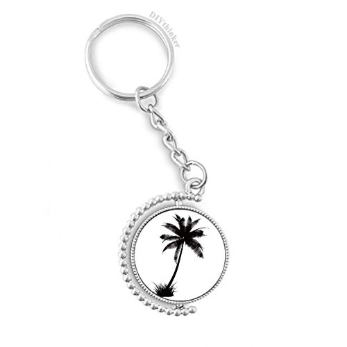 Llavero giratorio con silueta de palmera negra y anillo de cadena