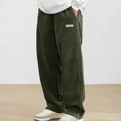 Sweatpants for Men Open Bottom Straight Leg Pants Fashion Comfy Corduroy Wide Leg Slacks Drawstring Waisted Trousers2