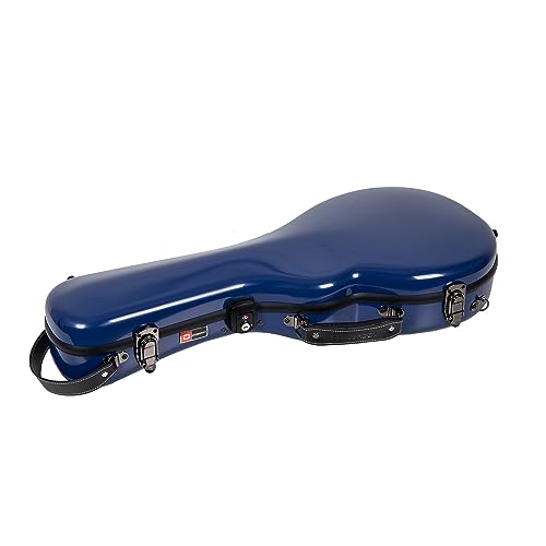 Image of Crossrock Case - Fiberglass Mandolin Case - Fits Both A & F Styles - Padded Straps, Accessory Compartment, Fixed & Removable Padding - Includes TSA Lock - Navy Blue