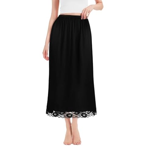 ACWOO Women's Satin Half Slip with Lace Trim Cover