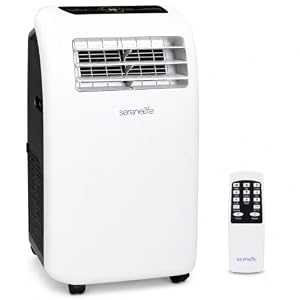 SereneLife Klimaanlage mobil 4-in-1: Luftkühler, Ventilator, Luftentfeuchter + Heizung – Tragbares Klimagerät mit Abluftschlauch, Fernbedienung & Kit für Räume bis 42 m² – Fenster-Montage 9, 000 BTU