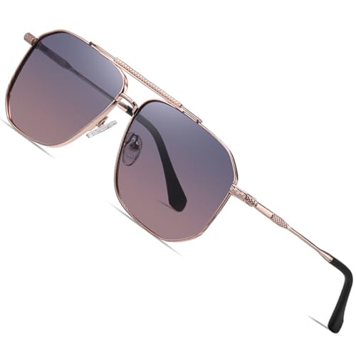 SIPLION Foxdon Polarized Sunglasses Mens - Pilot Metal Frame Medium Size UV400 Stylish Retro Style JS8538