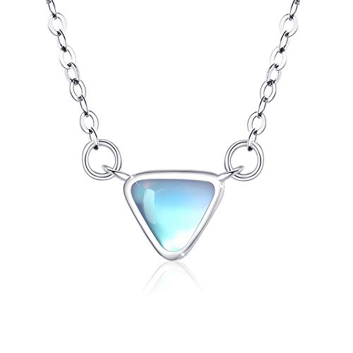 CUOKA MIRACLE Silver Choker Necklace for Women Rainbow Moonstone Pendant Triangle Shape Moonstone Dainty Simple Layered Choker Short Tiny Minimalist Necklace Christmas Birthday Gift for Girls