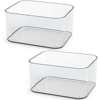 TIENDA EURASIA - Pack de 2 Bandejas Organizadoras, Caja Organizadora Transparente, Organizadores Apilables, Caja Almacenaje Plastico Transparente para Cajones, Baño, Cocina(18 x 14 x 9 cm)