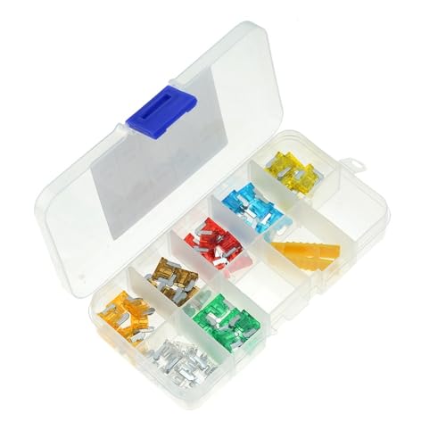 50 unidades de fusibles para auto y camión 5A, 7.5A, 10A, 15A, 20A, 25A, 30A en caja de plástico con clip miniatura 2