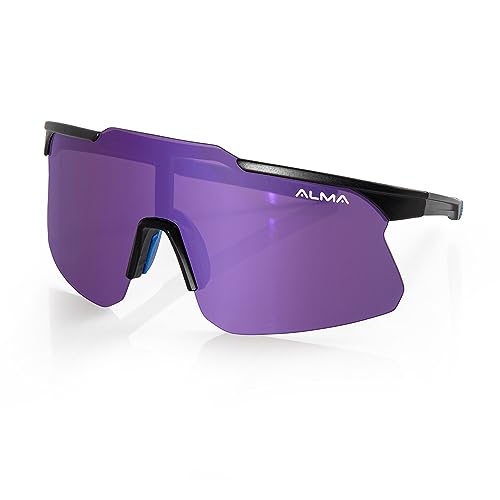 Óculos Esportivo Proteção Uv 400 Polis Preto e Azul Alma Genius