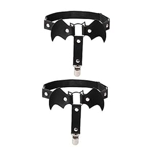 alisikee 2 stuks verstelbare vleermuisvormige been kousenband met antislip clips, elastische gotische dijring kousenband voor dames en meisjes