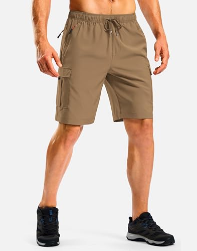 Image of Pudolla Men's Hiking Cargo Shorts with 5 Pockets Lightweight Casual Shorts