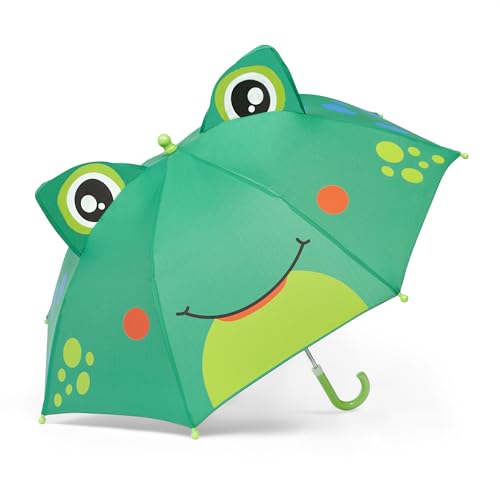ShedRain Kids Umbrella for Girls & Boys Cute Animal Design Pinch-Proof Easy Grip Handle Compact School & Travel Umbrella