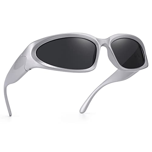 ZUVGEES Wrap Around Fashion Sunglasses for Men and Women Trendy Oval Sport Sunglasses UV400 Outdoor Eyeglasses3