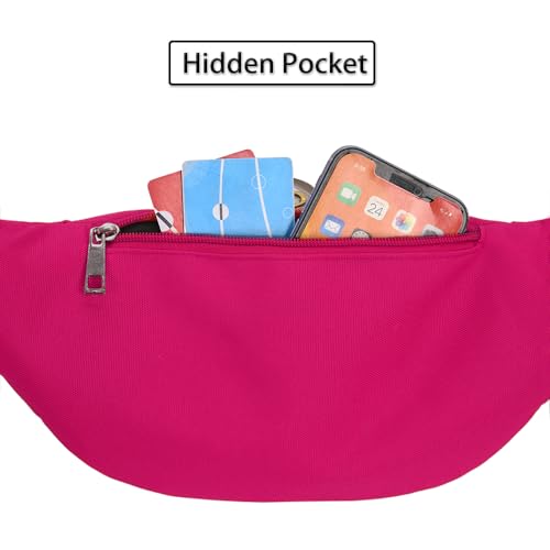 Bumbags and Fanny Packs for Men Women Hiking Running Travel Waterproof Waist Bag Walking Dog Outdoor Sport for Ladies Boys (Rosered) - Image 4