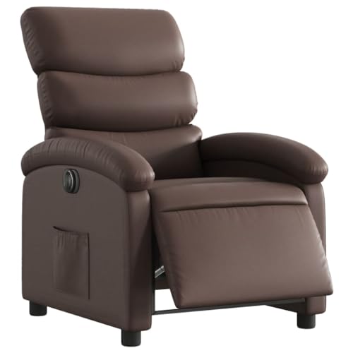 vidaXL Fauteuil Inclinable Électrique, Chaise de Relaxation avec Dossier et Repose-Pied Réglables, Siège de Salon, Moderne, Marron Similicuir