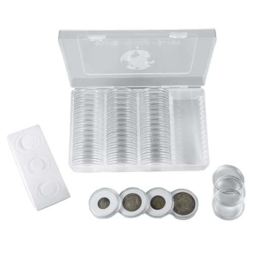 MUROAD Lot de 60 capsules de pièces de monnaie de 41 mm avec joint en mousse, boîte de rangement pour collection