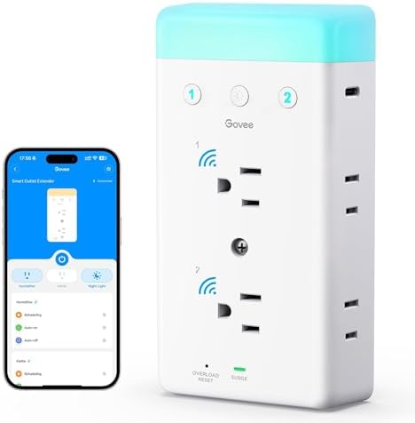 Govee Smart Plug Outlet Extender, 3-Sided Power Strips with RGB N...