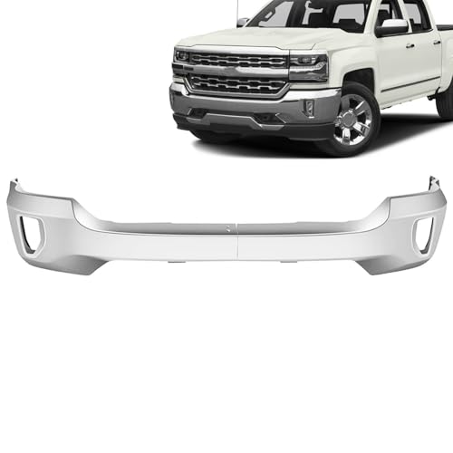 PENSUN Front Bumper Compatible for 2016 2017 2018 2019 Chevy Silverado 1500, with Fog Light Holes, without Parking Sensor Hole, Chrome Finish GM1002861