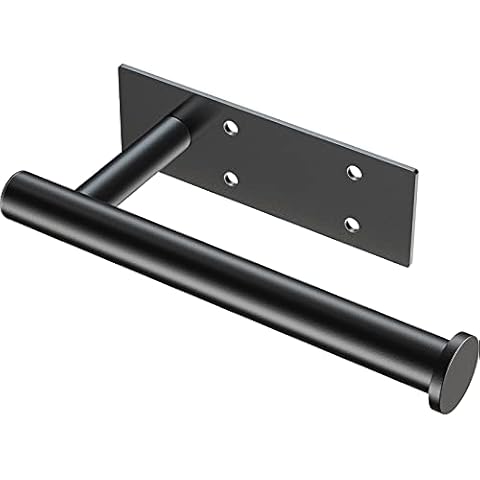 Black Toilet Paper Holder Self Adhesive or Drilling Wall Mount, HOUSESAPP SUS304 Stainless Steel Bathroom Paper Roll Holder Cover