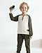 VEGGIEDOT Toddler Boy Clothes 4T Boy Fall Winter Outfits Size 5 Color Block Green Fashion SweatShirt Pant Set Kids Boys Clothing