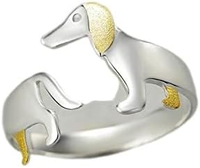 SONGER Lotus Fun Real 925 Sterling Silver Cute Dachshund Dog Adjustable Rings for Women Original Fashion Jewelry Female Gift