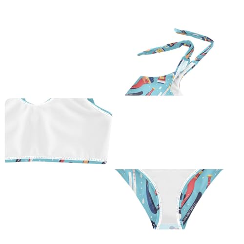 Image of Wusikd Pink Bows Girls Swimsuits Two Piece Hearts Ribbons Swimwear Bikini Set for for Girls Size 11-12T