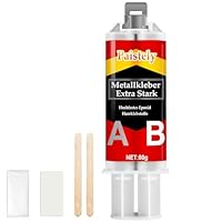 Metallkleber 40+40g, Metallkleber extra stark, flüssigmetall hitzebeständig Geeignet für die Reparatur von Oberflächenrissen und -ausbrüchen in Metall, Keramik, Edelstahl, Kunststoff, Holz (80g)