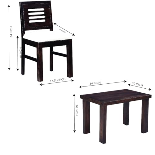 Image of Dining Table 2 Seater with Chairs | Sheesham Wooden Dinning Table with 2 Chairs for livingroom Restaurant | Dinner Table 2 Seater | Dining Room Set