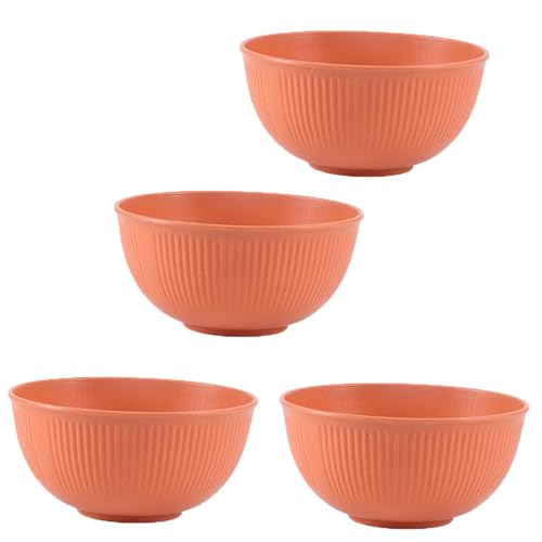 YUNSHENGFANGDM Unbreakable Cereal Bowls, Plastic Cereal Bowls 4Pieces 26 oz Microwave & Dishwasher Safe for Kitchen, Reusable Wheat Straw for Soup for Rice Noodle Soup Snack Salad Fruit Orange